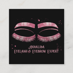 Luxe Waterverf Eyelash & Brow Beauty, Roze Vierkante Visitekaartje