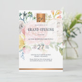 Luxe waterverf gouden schoonheidssalon grand openi kaart (Staand voorkant)