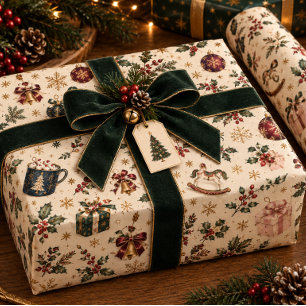 Luxe waterverf kerstcadeauverpakking cadeaupapier