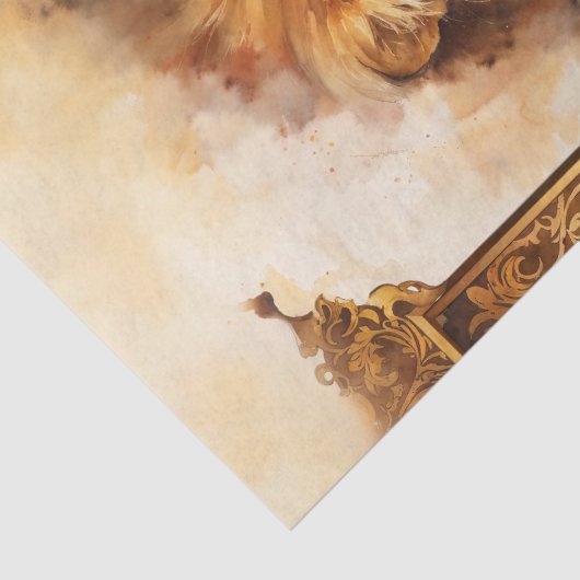 Luxe Waterverf Leeuwenportret met Lijst Tissuepapier (Detail)