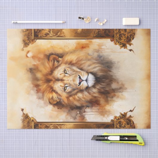 Luxe Waterverf Leeuwenportret met Lijst Tissuepapier (Craft)