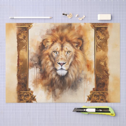 Luxe Waterverf Leeuwenportret met  Lijst Tissuepapier (Craft)