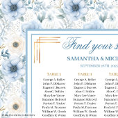 Luxe Waterverf Lichtblauw Goud Zitplaatskaart Poster