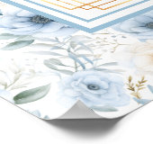 Luxe Waterverf Lichtblauw Goud Zitplaatskaart Poster (Hoek)