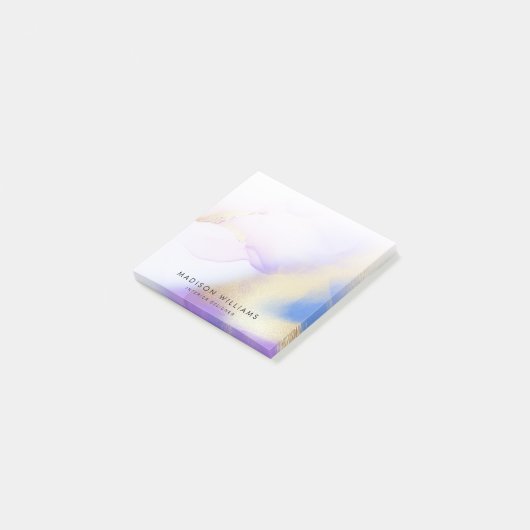 Luxe Waterverf Lila Gold - Aangepaste naam Post-it® Notes (Schuin)
