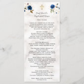 Luxe Waterverf Navy Blue Gold Floral Baptisme Menu (Voorkant)