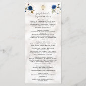 Luxe waterverf navyblauw gouden bloemendoop Me Menu (Voorkant)