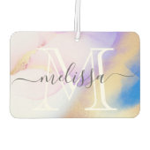 Luxe Waterverf Paars Gold Name Monogram Luchtverfrisser (Achterkant)