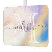 Luxe Waterverf Paars Gold Name Monogram Luchtverfrisser (Links)