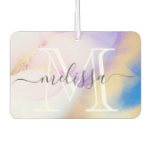 Luxe Waterverf Paars Gold Name Monogram Luchtverfrisser (Voorkant)