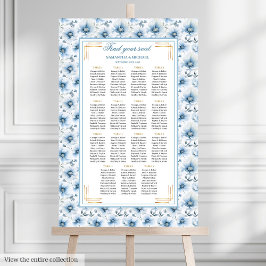 Luxe Waterverf Pastel Blauw Goud Zitplaatskaart Poster