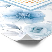 Luxe Waterverf Pastel Blauw Goud Zitplaatskaart Poster (Hoek)