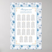 Luxe Waterverf Pastel Blauw Goud Zitplaatskaart Poster (Voorkant)