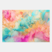 Luxe Waterverf Roze Blauw en Goud Abstract Inpakpapier Vel (Voorkant 2)