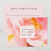 Luxe Waterverf Roze Bloemen Cadeaubon (Voorkant / Achterkant)