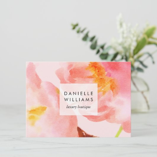 Luxe Waterverf Roze Bloemen Cadeaubon (Staand voorkant)