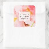 Luxe Waterverf Roze Bloemen Vierkante Sticker (Tas)