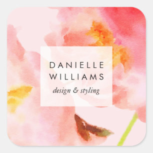 Luxe Waterverf Roze Bloemen Vierkante Sticker