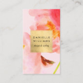 Luxe Waterverf roze Florals met Faux Gold Lijst Visitekaartje (Voorkant)