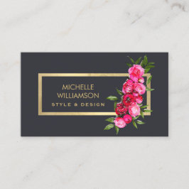 Luxe Waterverf Rozen Goud/Grijs Visitekaartje