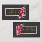 Luxe Waterverf Rozen Goud/Grijs Visitekaartje (Voorkant / Achterkant)