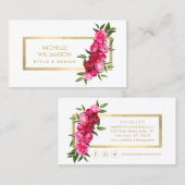 Luxe Waterverf Rozen Goud/Wit Visitekaartje (Voorkant / Achterkant)