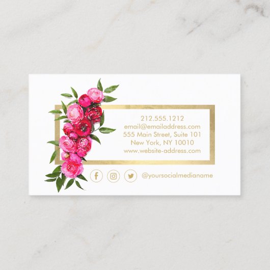 Luxe Waterverf Rozen Goud/Wit Visitekaartje (Achterkant)