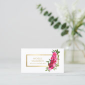 Luxe Waterverf Rozen Goud/Wit Visitekaartje (Staand voorkant)