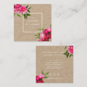 Luxe Waterverf Rozen op Kraft Vierkante Visitekaartje (Voorkant / Achterkant)