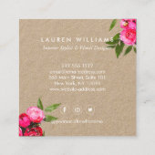 Luxe Waterverf Rozen op Kraft Vierkante Visitekaartje (Achterkant)