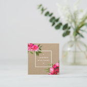 Luxe Waterverf Rozen op Kraft Vierkante Visitekaartje (Staand voorkant)