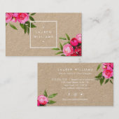 Luxe Waterverf Rozen op Kraft Visitekaartje (Voorkant / Achterkant)