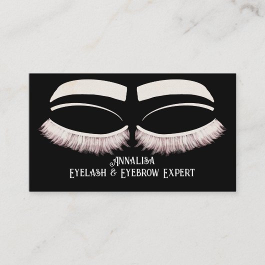 Luxe Waterverf Wimper & wenkbrauw Beauty, Roze Wit Visitekaartje (Voorkant)