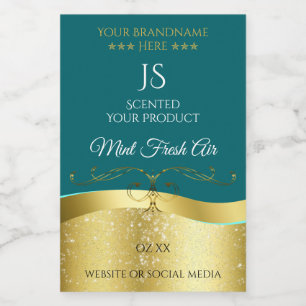 Luxe Wavy Gold Decor Donker Blauwgroen Monogram La Voedselcontainer Etiket