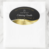 Luxe Wavy Gold Decor Donker Zwart Monogram Label (Tas)