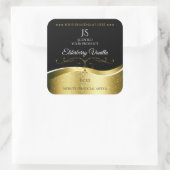 Luxe Wavy Gold Decor Donker Zwart Monogram Label (Tas)