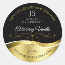 Luxe Wavy Gold Decor Donker Zwart Monogram Label