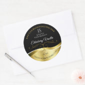Luxe Wavy Gold Decor Donker Zwart Monogram Label (Envelop)