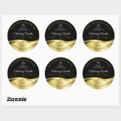 Luxe Wavy Gold Decor Donker Zwart Monogram Label (Vel)