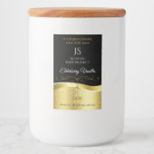 Luxe Wavy Gold Decor Donker Zwart Monogram Label Voedselcontainer Etiket (Voorkant)