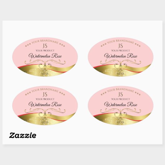 Luxe Wavy Gold Decor Licht Rood Monogram Label (Vel)