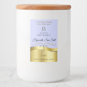 Luxe Wavy Gold Light Blue Monogram Productlabel Voedselcontainer Etiket (Voorkant)