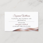 Luxe Wavy Roos Gold Decor Wit met Monogram Visitekaartje (Achterkant)