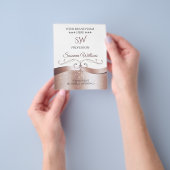 Luxe Wavy Roos Gold Decor Witte Monogram Flyer (Hand)