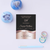 Luxe Wavy Roos Gold Decor Zwart Monogram Flyer (Enkel)