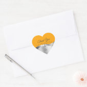 Luxe Wavy Silver Decor op Sinaasappel Dank u Hart Sticker (Envelop)