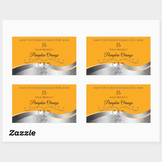 Luxe Wavy Silver Decor Sinaasappel Monogram Label (Vel)