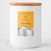 Luxe Wavy Silver Decor Sinaasappel Monogram Label Voedselcontainer Etiket (Voorkant)