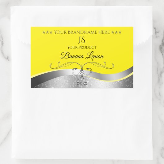 Luxe Wavy Zilver Decor Geel Monogram Label (Tas)