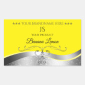 Luxe Wavy Zilver Decor Geel Monogram Label (Voorkant)